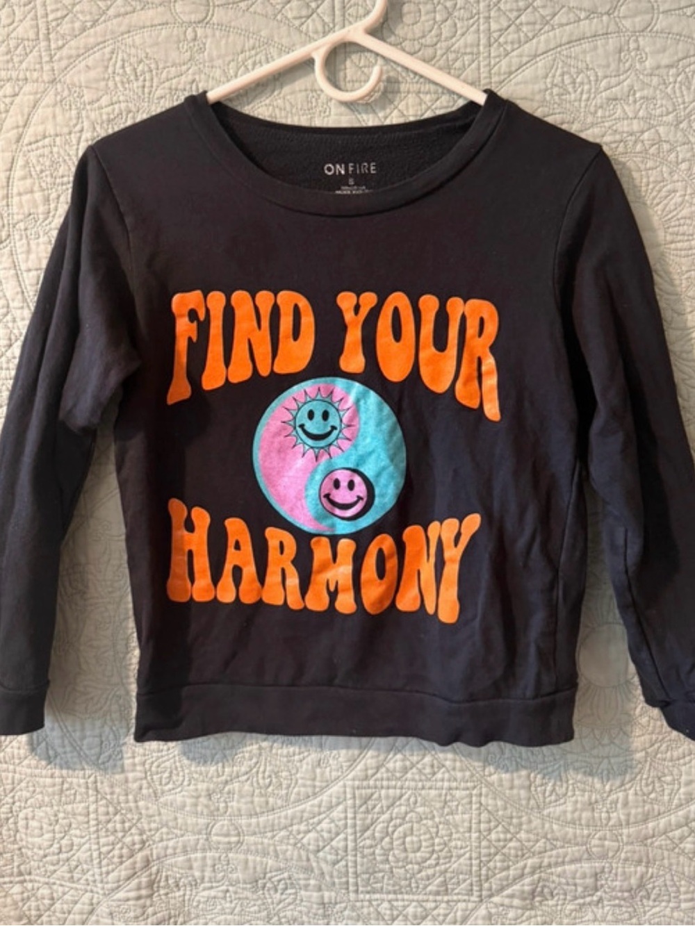 On Fire 'Find Your Harmony' Black Graphic Sweatshirt
